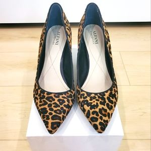 🎀ALFANI Womens Brown Leopard Jeules Pointed Toe Stiletto Slip On Step Flex